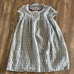 Matilda Jane Gray Lace Dress with Mint Buttons and maroon underlay size 8